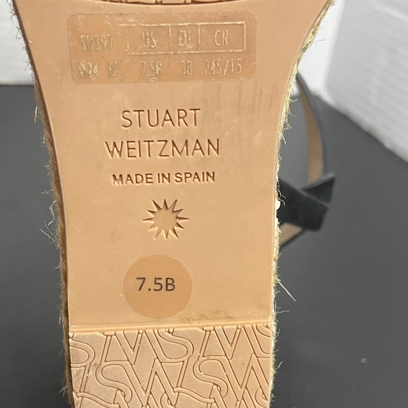 Stuart Weitzman Women’s Wedge Sandals 7.5B Black Suede Espadrille Wedge Summer - Picture 14 of 14